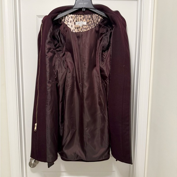 Nine West Women's Burgundy Wool Blend Coat with Belt - NEW - Picture 12 of 15